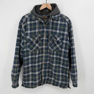 Lincoln Outfitters Mens M Plaid Flannel Hooded Sherpa Lined Shaket Barn Chore